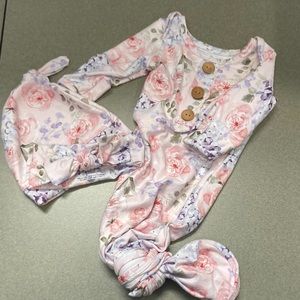 Caden Lane knotted gown, hat, and bow.